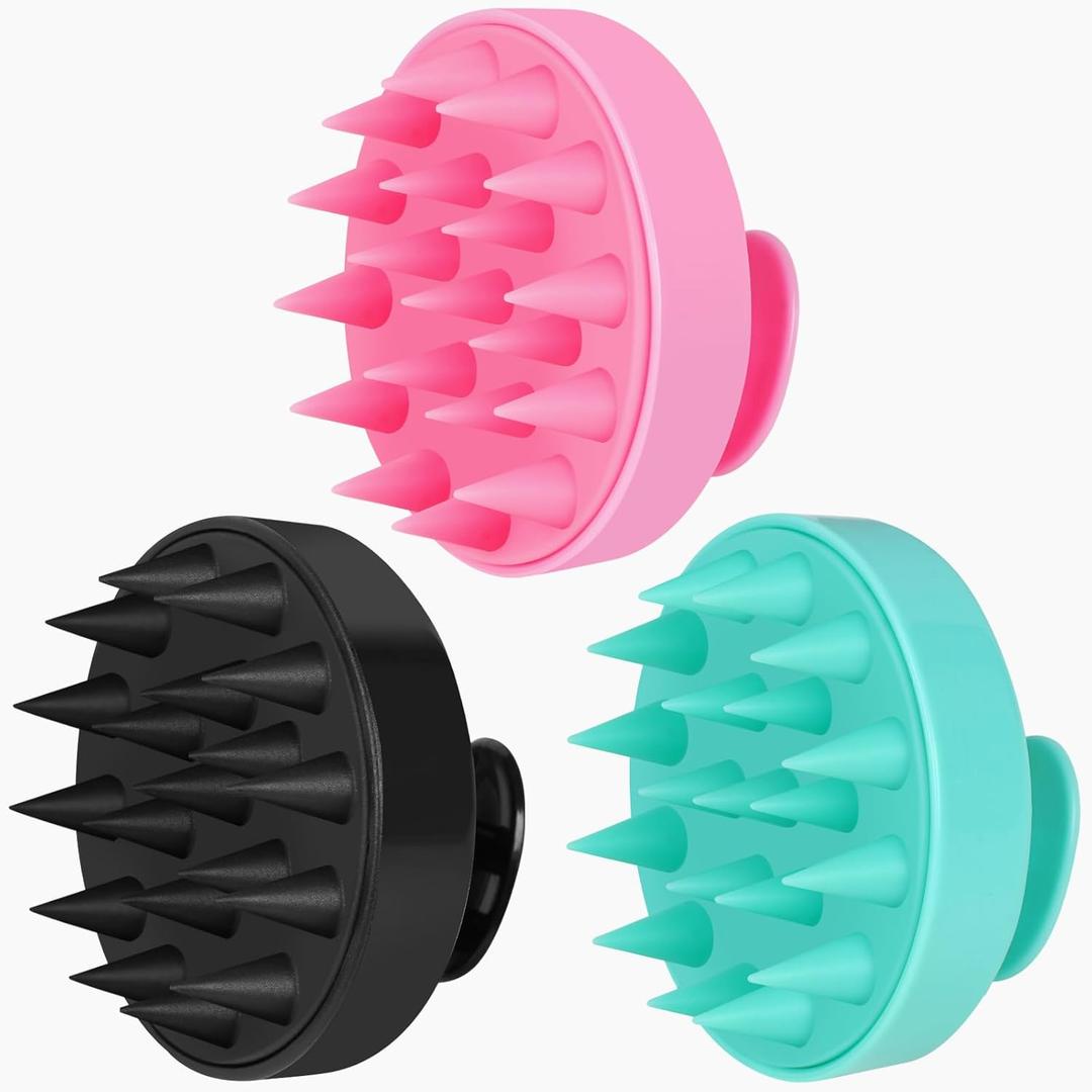 Oligei Scalp Massager 3 Pack, Shampoo Brush, Hair Scrubber for Exfoliation, Soft Silicone Brush for Hair Growth and Dandruff Removal