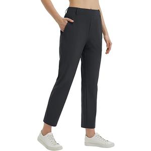 baleaf Women's Golf Pants with Belt Loops Zipper Pockets Stretch Travel Work Bussiness Dressy Casual Slacks UPF 50+ (Black, XS)