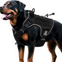 Heavy-Duty Tactical Dog Harness for Large Dogs, No Pull Adjustable Reflective Pet Vest with Molle System, K9 Military-Grade Control for Service Training, Outdoor & 10+ Breeds, Black, XX-Large (XXL: 105-145 lbs (Chest: 36-42'', Neck: 25-37''))