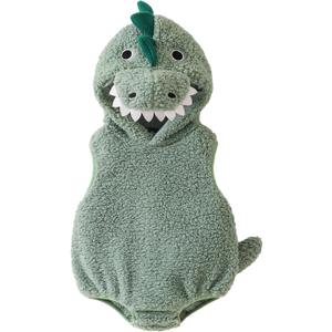 Baby Boy Girl Dinosaur Costume Cute Sleeveless Romper with Hat Newborn Infant Halloween Cosplay Clothes (12-18 Months, Emerald)