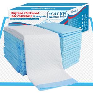 BIGGMED Tear-Resistant Incontinence Bed Pads 40'' x 36'' 130 Gram Heavy Duty (25 Count) Disposable Underpads Chucks Pads for Adults, Kids & Elderly | Protection Pads for Bed, Sofa, and Chair