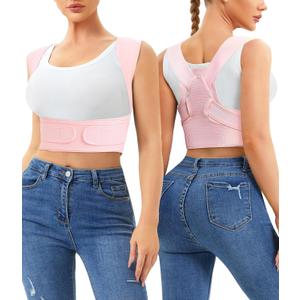 URSEXYLY Posture Corrector for Women and Men Adjustable Upper Back Brace Breathable Spine Support-Neck, Shoulder, Clavicle, Back Relief (M/L, Pink)