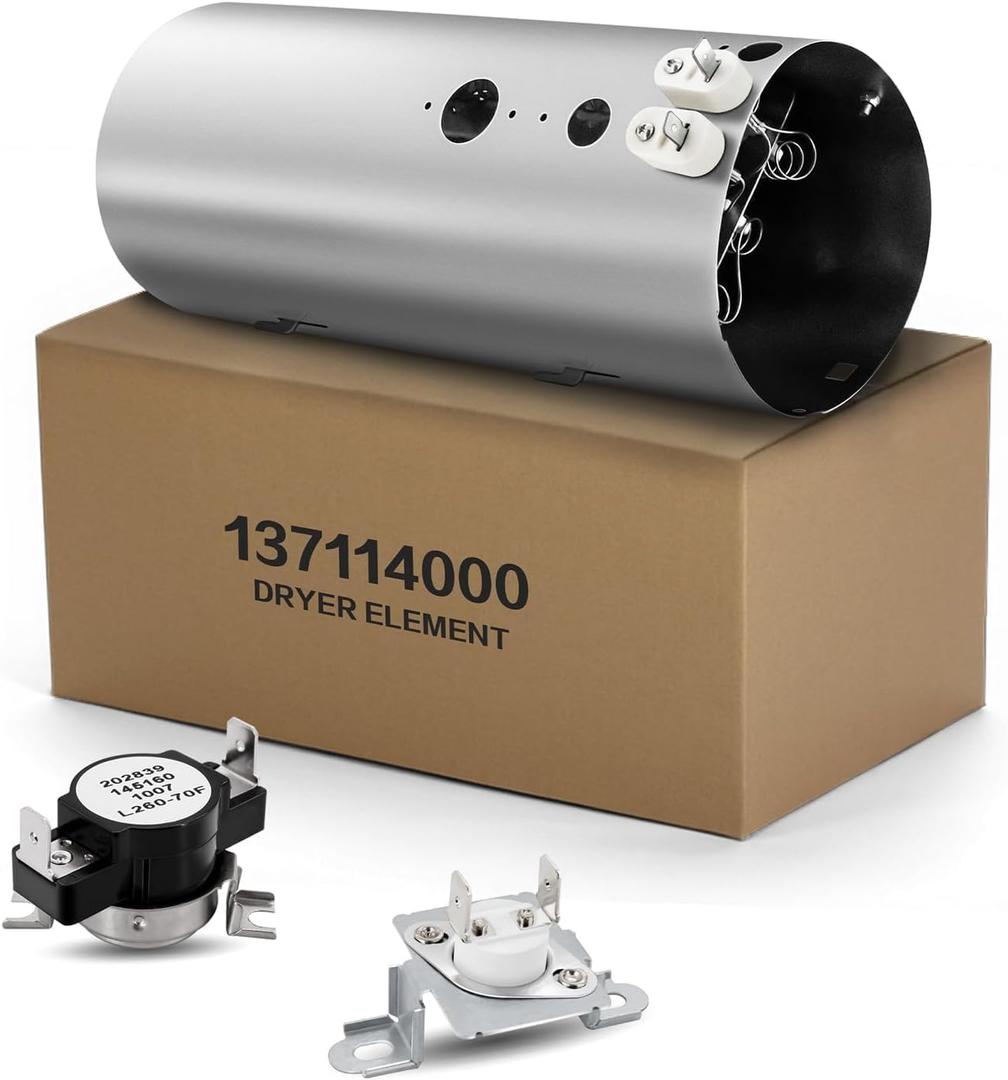 FAQE7001LW0 FAQE7011KW0 Dryer Heating Element Fit for Frigi-daire FAQE7001LW1 FFSE5115PW3 FAQE7011LW0 FAQE7021LW0, Including 137114000 Heating Element & 3204267 Thermostat & 137032600 Thermal Fuse