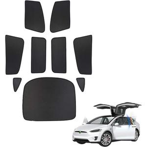 FIILINES 9PCS Car Window Shades for Tesla Model X 2016-2025 car Sun Shade for Tesla X Accessories Side Rear Window Shade Cover Full Set Privacy Protection Keeps Car Cool Magnet Mesh