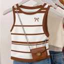 SOLY HUX Women's Striped Tank Top Casual Summer Crewneck Sleeveless Fitted Crop Tops (S)