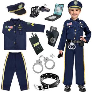 Police Officer Costume for Kids - Boys & Girls, Cop Uniform for Role Play, Gift, Halloween & Career Day (M(5-7Y))