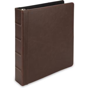 Samsill Vintage Leather Binder, 1.5 Inch Round Ring (Holds 325 Sheets), Letter Size 8.5x11 Documents, Professional Organizer Portfolio, Planner, No Zipper, Brown