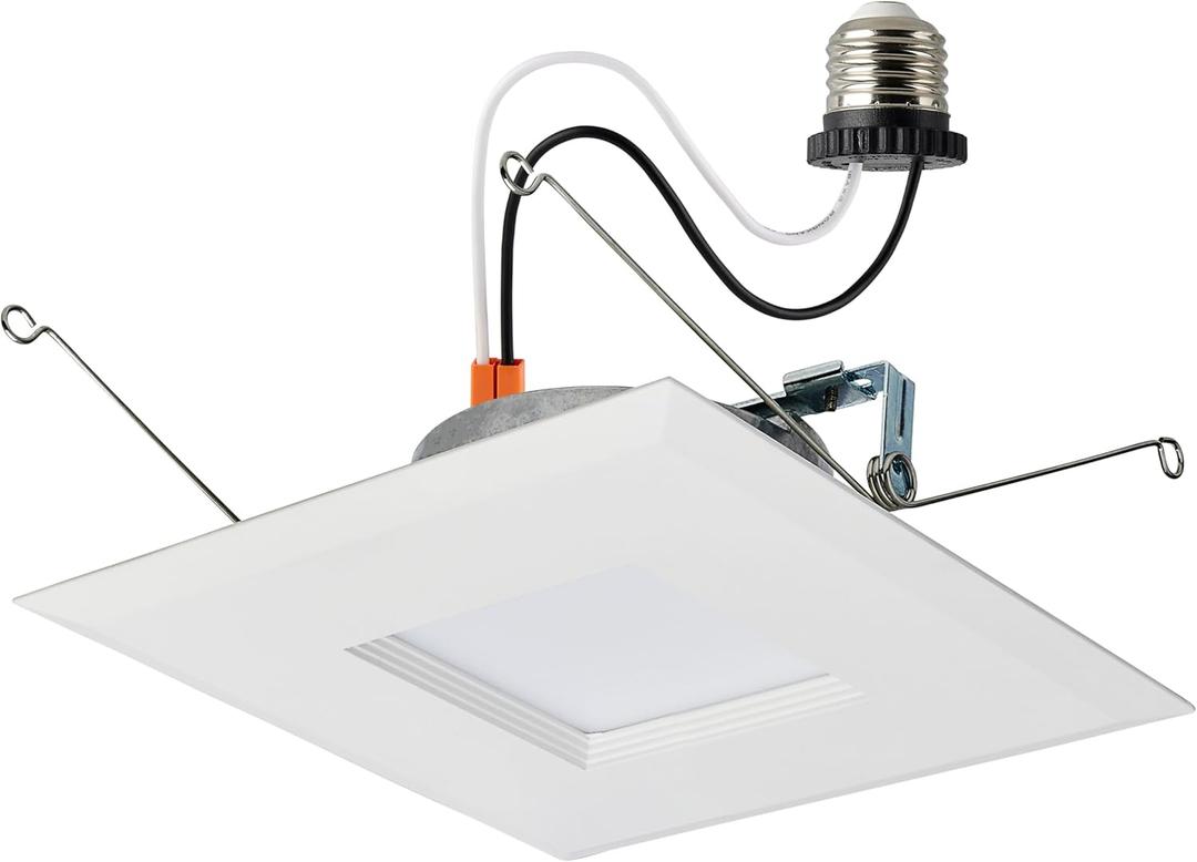 Satco LED Retrofit Downlight with Stepped Baffle, CCT Selectable 2700K/3000K/3500K/4000K/5000K, 5-6 Inch Square, White