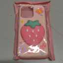 TUFTA Cute 3D Strawberry Pop-Up Stand and Grip Phone Case for iPhone 14 Pro Max, Kawaii Girly Silicone Fruit Cover for Girls and Women, Pink