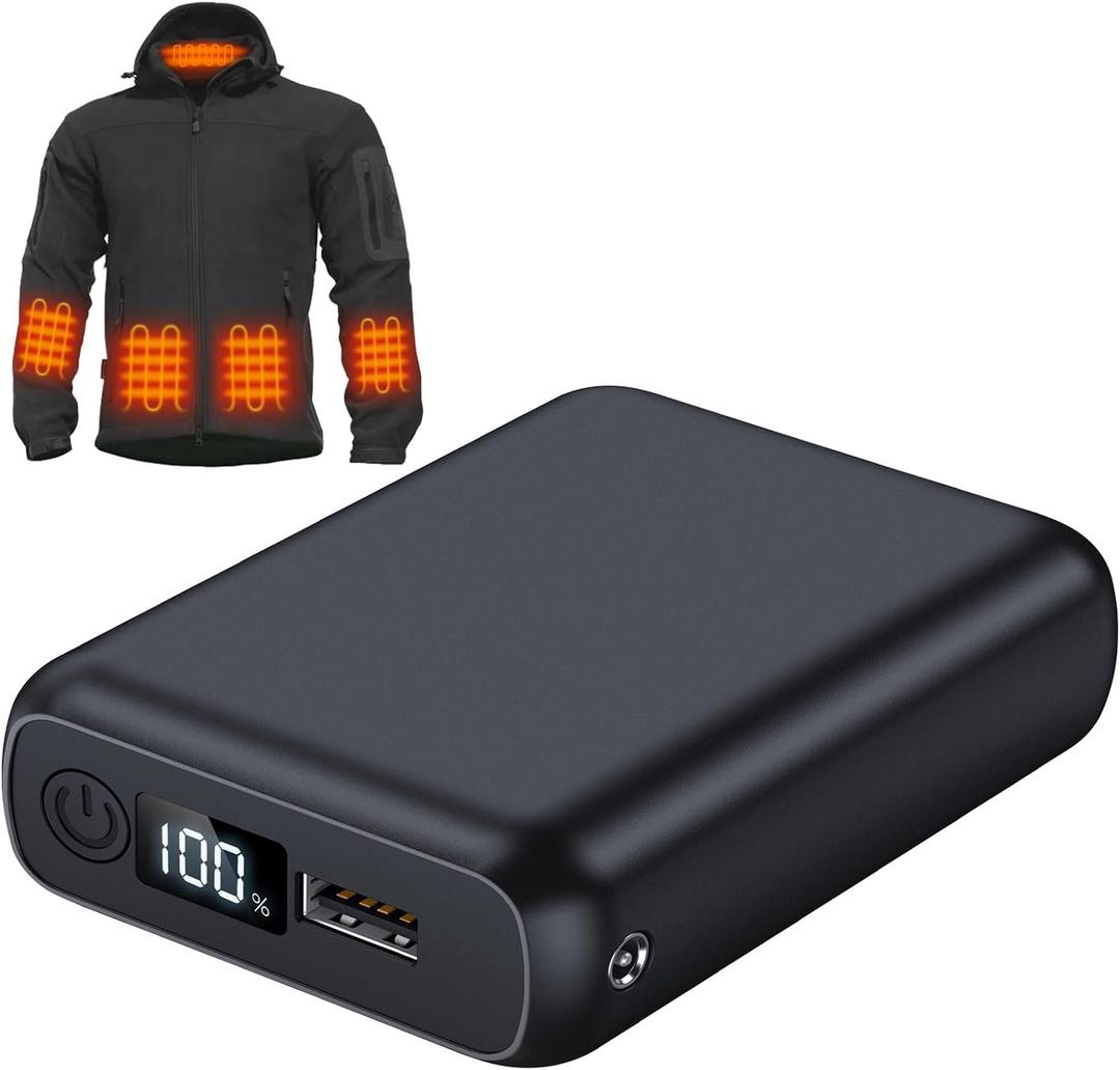 12V 18400mAh Heated Jacket Battery Pack, Battery Pack for Heated Jacket, Rechargeable Power Bank for Heated Jacket, Heated Pants with DC/USB/Type-C Output LED Display (Black)