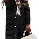 Womens Winter Long Puffer Coat Thicken Ladies Quilted Jacket Puffy Padded Zip Hood Parka Side Zipper Trendy 2026 (Small, Black)