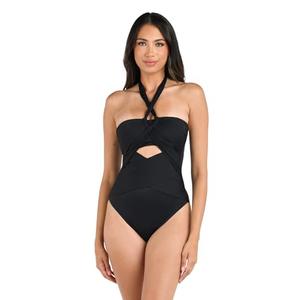 La Blanca Women's Island Goddess Halter One Piece Swimsuit, Black, 8