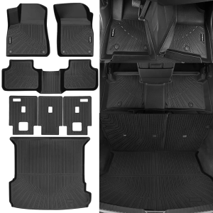 Naibeve Floor Mats for Audi Q7 / SQ7 5 Seats 2017-2024 2025 - All Weather for Audi Q7 Floor Mats Cargo Mat Trunk Liner Cargo Liner