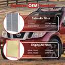 16546-75000 Engine Air Filter and 27274-9CH0A Cabin Air Filter kit Compatible with 2005-2019 Nissan Frontier 2012-2015 NV1500 NV2500 NV3500 2005-2012 Pathfinder Replaces 16546-7S000 CF10553