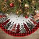 Buffalo Plaid Christmas Tree Skirt , Winter Holiday Tree Mat Decoration