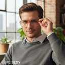 FEISEDY Blue Light Reading Glasses for Woman Men, Fashion Square Pilot Computer Glasses, Anti Eyestrain Glare Readers B0318