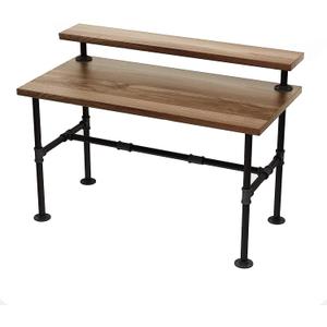 42'' x 28'' Industrial Pipe Table Legs Set, Iron-Cast Finish Piping for Wooden Computer Desk, Office, Home, Rustic Furniture for DIY Decor with 6-Inch Monitor Shelf Support