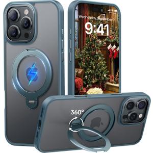 for iPhone 16 Pro Case 360Spin Magnetic Stand, Fit for MagSafe, Shockproof of Military-Grade Protection, Magnetic Phone Case for iPhone 16 Pro with Kickstand Rotatable 6.3 inch, Teal