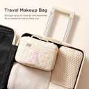 HBselect Initial Quilted Makeup Bag, Pink Cosmetic Travel Toiletry Bag, Flowers Coquette Zipper Make Up Pouch Organizer Teen Girl Gift Trendy Stuff N