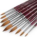 Sable Hair Watercolor Brushes Professional,9pcs Mop Round Fine Tip Detail Watercolor Paint Brush Set,Ideal for Gouache Acrylic Ink Painting