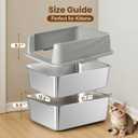 Stainless Steel Sifting Litter Box for Pine Pellets, Sifting Cat Litter Box with Sifter, High Side for Small Cats, Anti-Leakage, Odor Control, Includes Scooper, 17.7" x 13.8" x 11"