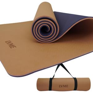 Thick Yoga Mat 72"x24"x0.4" (Champagne + Purple)