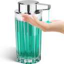 Automatic Soap Dispenser Liquid for Kitchen: 11 OZ Glass Touchless Clear Auto Soap Dispenser for Bathroom - Hand Dish Lotion Home Countertop Kids - Family Couple