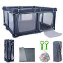 Foldable Baby Playpen 50"X50",Play pen for Babies and Toddlers, Portable Playpen, Kids Collapsible Indoor and Outdoor Fence with Visible Mesh,Safety Area Travel PlayYard with Mat Storage Bags,Handlers