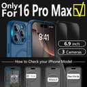 YFEMLAZ Magnetic for iPhone 16 Pro Max Case,with Screen Protectors X2,Full Camera Protection,Compatible with MagSafe,Translucent Matte,Anti-FingerprintShockproof Protective Phone Case,6.9",Blue