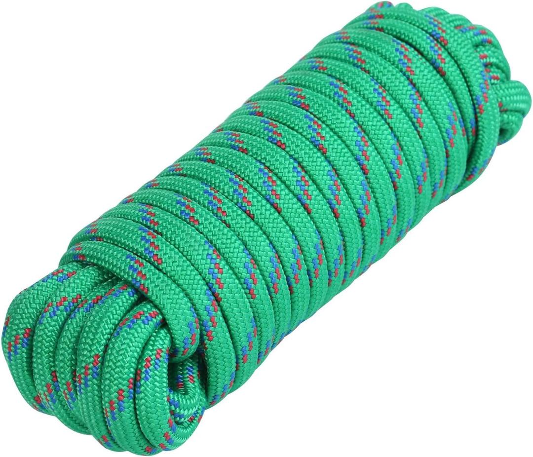 MaxxHaul 50227 3/8" x 50 Ft Diamond Braided Rope Extra Strength-Sunlight and Weather Resistant, Multicolor