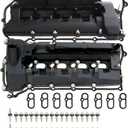 MITZONE Valve Cover Set Left Side and Right Side Compatible with Land Rover LR4 Range Rover Sport 2010-2021 Jaguar XF XE XK XJ F-Type XKR XJR 2010-2021 5.0L V8 Replace LR041443