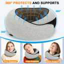 burfocus Advanced Neck Travel Pillow | 100% Pure Memory Foam, Designed for The Comfort of Travel & Office, Travel Pillow for Plane, Car, Home, Work, Dark Grey