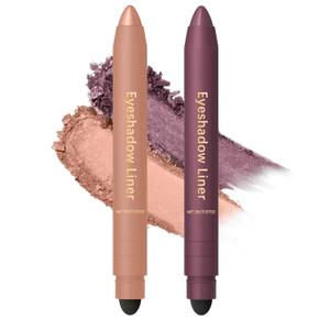 Shadow Liner 2-In-1 Eyeliner & Eyeshadow,Shadow Liner Duo,Plum Eyeshadow Stick,Waterproof,Long-Lasting & Smudge-Proof Wear,Smooth,Easy To Color (Champagne Gold+Purple)