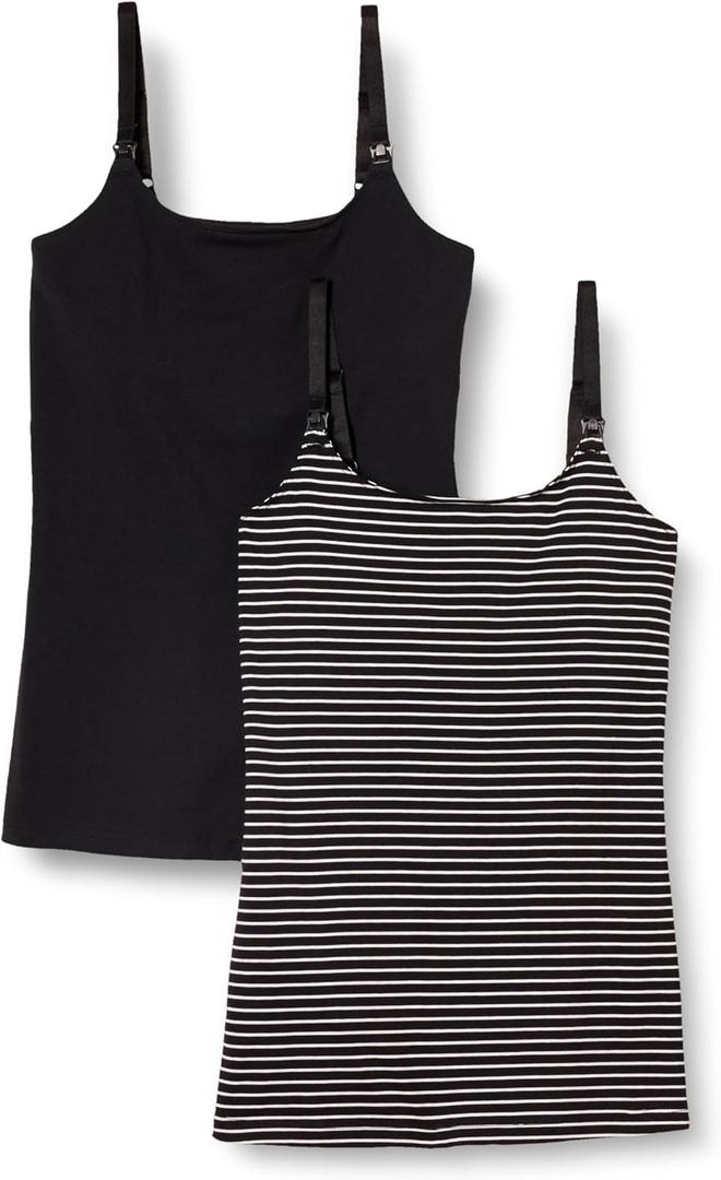 Amazon Essentials Women's Maternity Nursing Friendly Camisole with Adjustable Straps and Built-in Shelf Bra, Pack of 2 (Medium)