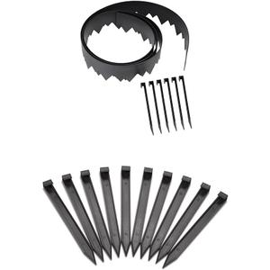 EasyFlex Pound-in Landscape Edging with Bonus Anchoring Stakes, 20 Foot Kit, Black & EasyFlex 10 in. Landscape Anchoring Stake Pack - 10 ct, Black
