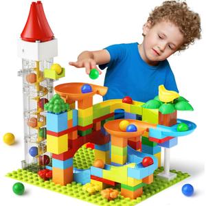 Marble Run Toy Motorized Elevator Marble Maze Kit with Perpetual Motion Machine, Building Block Educational Construction Game Playset STEM Learning Hand Eye Coordination Training Unlimited DIY