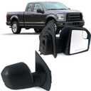 Right Passenger side Mirror with Power Glass, Outdoor Temperature Sensor and Manual Folding Fits 2015-2020 Ford F150 Without Turn Signal, Non-Heated Replace JL34-17682-BG (5 Pins)