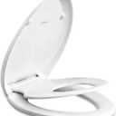 Elongated Toilet Seat with Toddler Seat Built In, Slow Close, Fits both Adult and Child, Potty Training Seat, Magnetic Kids Seat and Cover, Plastic, White