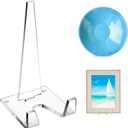 Honeydak Acrylic Plate Display Stand Clear Easel Stand for Picture Plate Frame Albums Record Magazine Tablet Canvas Board Postcards Books Minimalist Tabletop Decor for Home & Office, 8 x 4 x 4 Inches