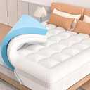 Mattress Topper King Size, 3 Inch King Mattress Topper Dual Layer, 1 Inch Pillow Topper and 2 Inch Cooling Gel Memory Foam Mattress Topper for Back Pain (White)