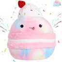 12" Macaron Plush Pillow Stuffed Animals Original Plushie Cupcake Pink Ice Cream Squishy for Kids Boys Girls