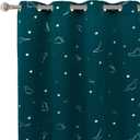 LORDTEX Dinosaur and Star Foil Print Blackout Curtains for Kids Room - Thermal Insulated Curtains Noise Reducing Window Drapes for Boys and Girls Bedroom, 52 x 63 Inch, Sapphire, Set of 2 Panels
