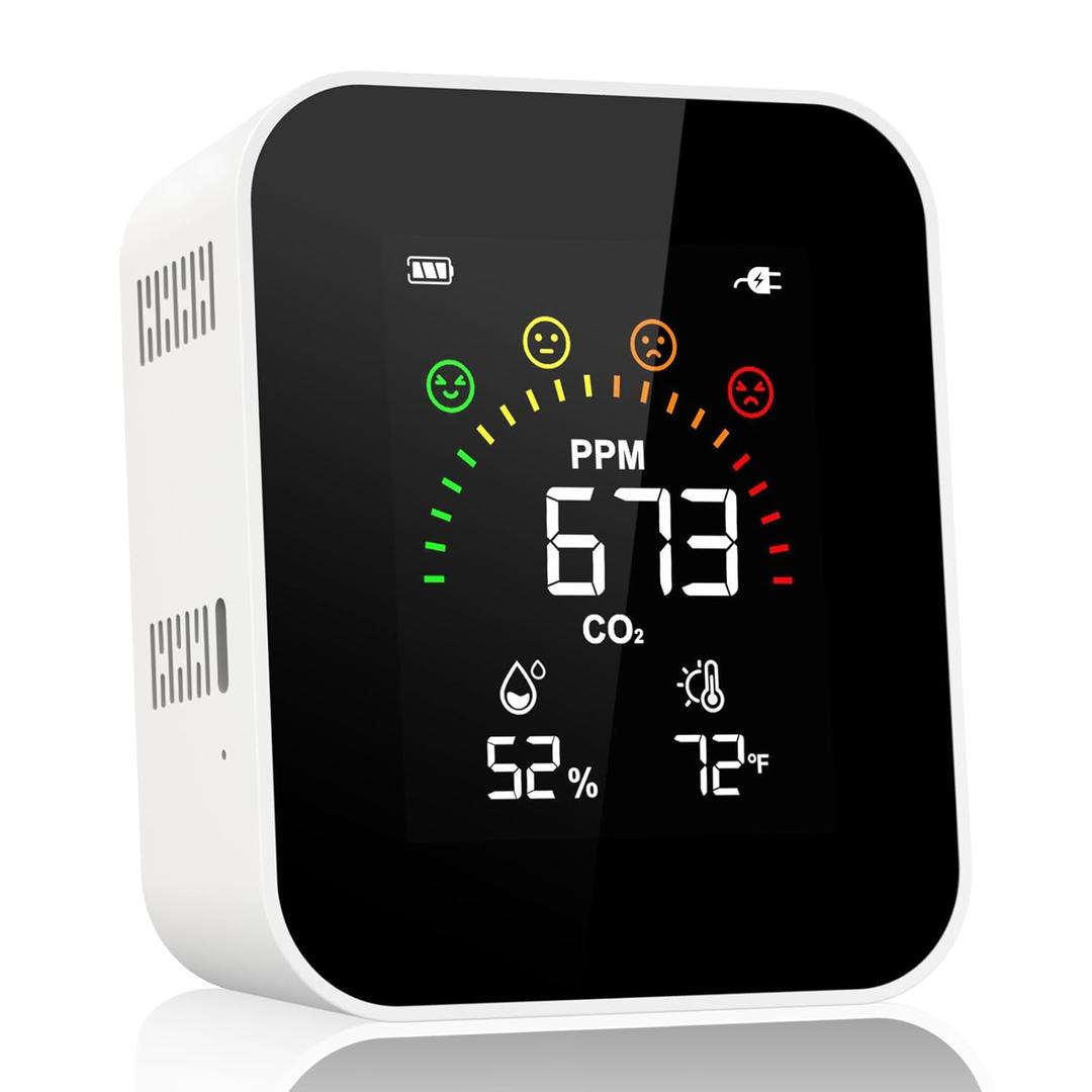 Air Quality Monitor Indoor for CO2, Temp, Humidity, YOWEXA 400-10,000 PPM Carbon Dioxide Detector with NDIR CO2 Sensor & Color Screen, 3 Adjustable Backlight CO2 Monitor for Home/Office/Car/Plant