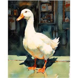 White Duck Paint by Numbers Kit for Adults - DIY Standing Duck Painting on Canvas 16x20In, Acrylic Paint Set, Suitable for Beginners, Art for Home Decoration or Gifts