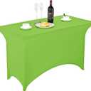 LZY Spandex Fitted Stretch Table Cover for 4ft or 6ft or 8ft Folding Table, Rectangular Cocktail Tablecloth, Perfect for Party or Banquet (Apple Green)