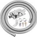 Swpeet 8Pcs 1" x 118" - 25mm x 300cm Stainless Steel Diesel Heater Exhaust Pipe and Exhaust Silencer Muffler with 18mm-29mm Hose Clamps Kit, Fuel Tank Diesel Gas Vent Hose Exhaust Tubing for Car