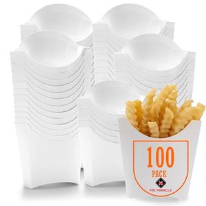Mr Miracle Greaseproof French Fry Holder - White Disposable Fries Scoop Cup - French Fries Box, 5 Ounces, Pack of 100 - Great French Fry Box for Parties, Events, and Takeout