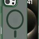 Magnetic for iPhone 16 Pro Case (Compatible with MagSafe) (Military Grade Drop Protection) Slim Translucent Matte Shockproof with Anti-Fingerprint Phone Case, Green