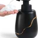 BosilunLife Automatic Foaming Soap Dispenser - Touchless Foam Hand Wash Dispenser for Bathroom Black Ceramic Smart Electric Auto Dish Soap Dispenser Waterproof, USB C Rechargeable, 17 oz/500 ml