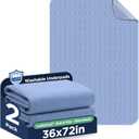 Washable Bed Pads 36" x 72" - 2 Pack, Blue, Waterproof Bed Pads for Incontinence, Bed Wetting Pads for Bed, Sofa, Floor, Resuable Underpads for Adults, Seniors, Pet